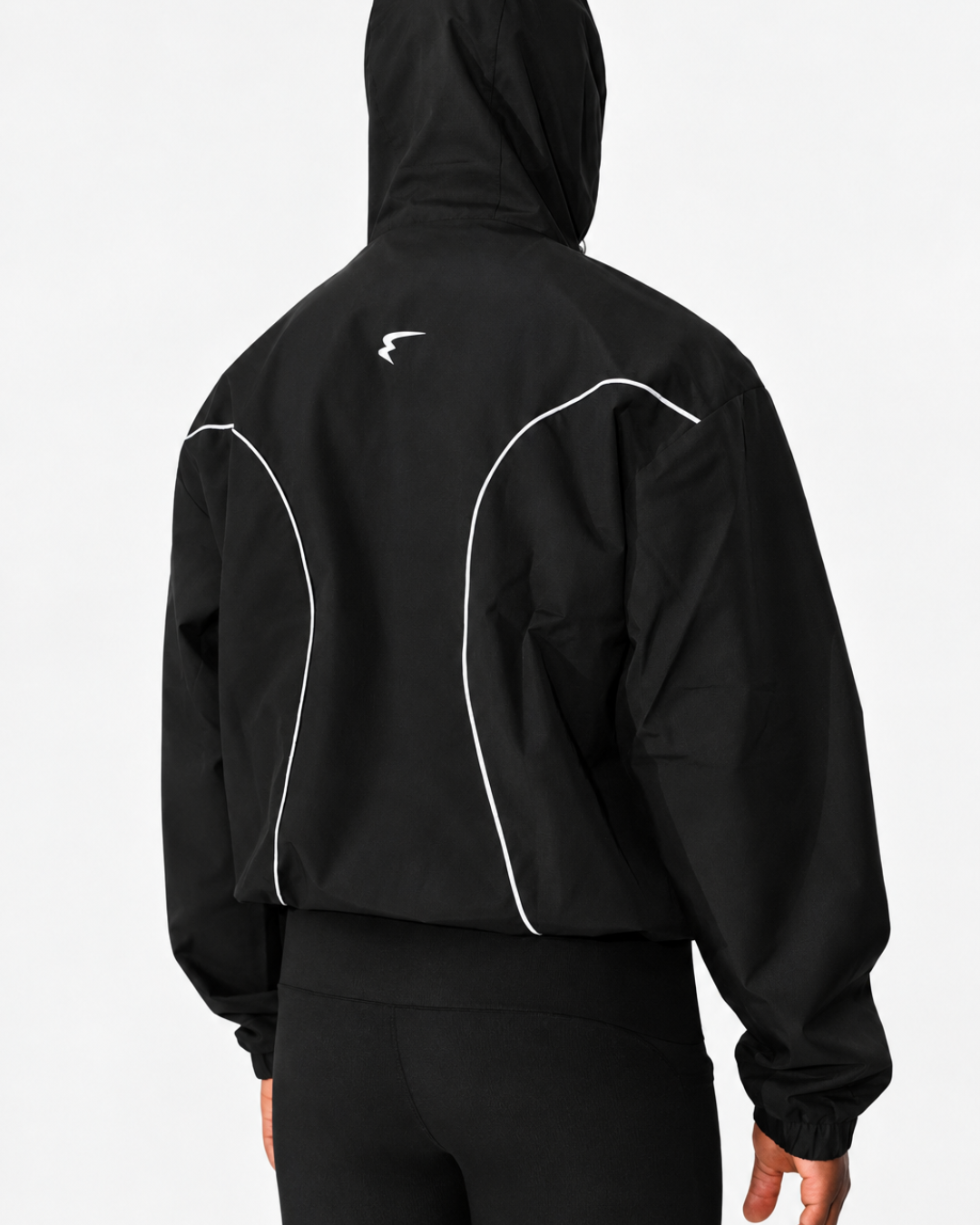 Rear view of the Temp Reactive Jacket with Matte Running Tights